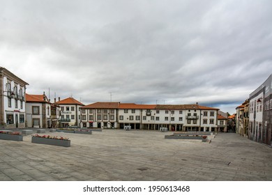 Guarda , Portugal; August 2015:  View Of The Old Square Or Praça Luís De Camões In The City Of Guarda.
