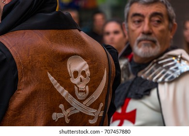 GUARDAMAR DEL SEGURA, SPAIN - JULY 24, 2014. Disguised Men, At The Annual Festival. This Festival Recreates The Confrontation Between Moorish And Christian Soldiers In The 13th Century