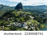 Guatape, Colombia. The small town and reservoir area located near La Piedra Del Peñol, a massive monolithic rock and popular tourist destination.