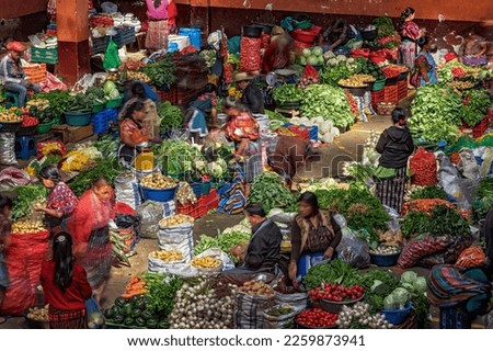 Guatemala, Chichicastenango, Vegetable Market in the Centro Come