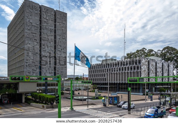 Guatemala City – August 25, 2015 – View of the\
Civic Center of the capital city. On the left, the Bank of\
Guatemala building and on the right the National Mortgage Credit of\
Guatemala building