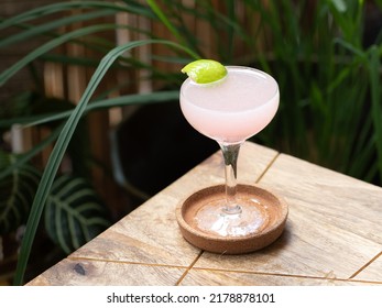 Guava Daiquiri Cocktail With Faint Pink Hue