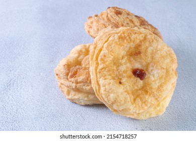 Guava Fruit Puff Pastry, Displayed On Gray Background