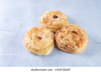 Guava Fruit Puff Pastry, Displayed On Gray Background