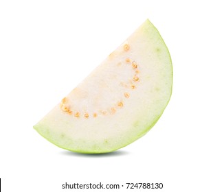 Guava Fruit Slice Isolated On White Background.