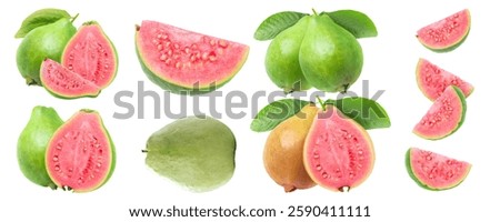 Guava, Half, Clipping Path, White Background Isolated
