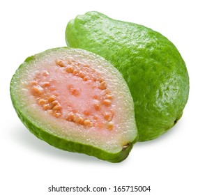 Guava With A Half Isolated On White