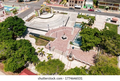 Guayanilla, PR - 07 04 2020: An Aerial View Of The Guayanilla Recreational Square Luis Muñoz Marin. 