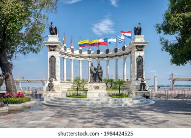 Guayaquil, Guayas, Ecuador - November, 2013: "Hemiciclo de la Rotonda" Monument is dedicated to the liberators of South America Simon Bolivar and San Martin, on a beautiful sunny morning.