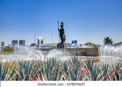 Gudalajara, Mexico-10 April, 2019: Landmark Minerva monument in Guadalajara historic center