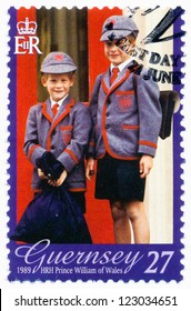 GUERNSEY - CIRCA 1989: A Stamp Printed In Guernsey Shows Prince William Of Wales, Circa 1989