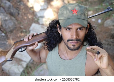 Guerrilla Fighter With Weapon And Cigar
