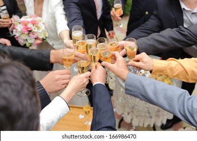 Guest Clanging Glasses At Wedding Party