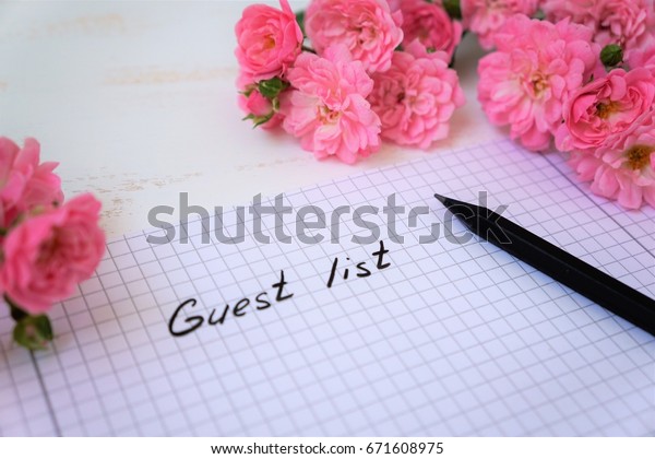 Guest list with small\
roses