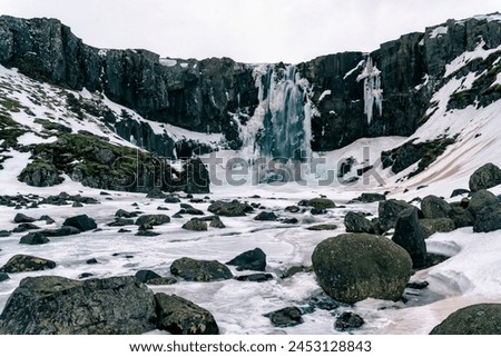 Image, Stock Photo Gufufoss frozen waterfall in Iceland