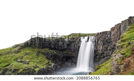 Gufufoss waterfall (Iceland) isolated on white background