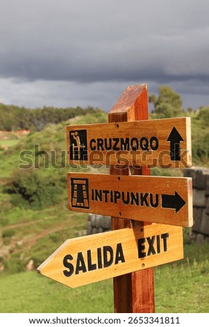 Guidepost in nature with clouds