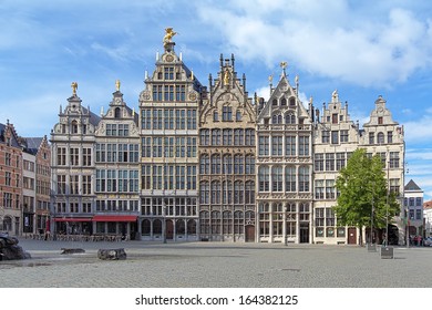 Guild buildings on the Great Market Square of Antwerp, Belgium