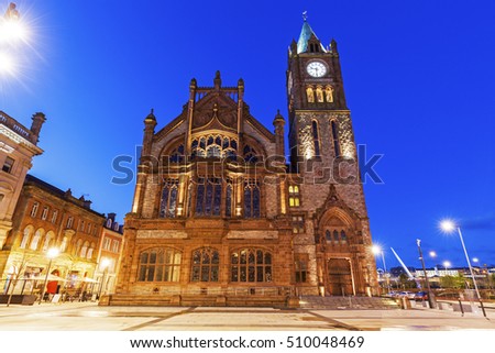 Guildhall in Derry. Derry, Northern Ireland, United Kingdom.
