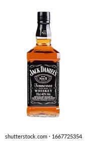 Guilin, China March 8, 2020 A Bottle Of Jack Daniel's Sour Mash Whiskey Isolated On A White Background