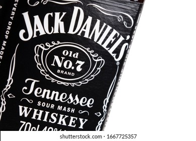 Guilin, China March 8, 2020 A Bottle Of Jack Daniel's Sour Mash Whiskey Isolated On A White Background