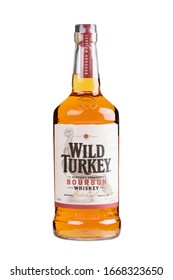 Guilin, China March 8, 2020 A Bottle Of Wild Turkey A Kentucky Straight Bourbon Whiskey Isolated On A White Background