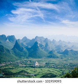 guilin hills,beautiful karst mountain landscape,China