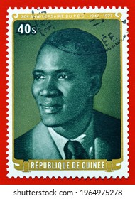 Guinea - Circa 1977 : Cancelled Postage Stamp Printed By Guinea, That Shows Portrait Of President Ahmed Sékou Touré, Circa 1977.