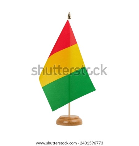 Guinea Flag, small wooden guinean table flag, isolated on white background