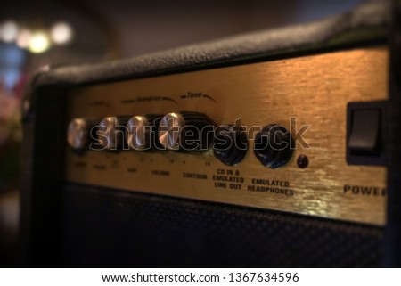 Guitar amp closeup button panel