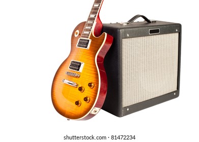 Guitar And Amplifier (isolated On White)