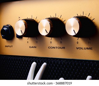 A Guitar Amplifier Turned Up To Eleven For Maximum Volume