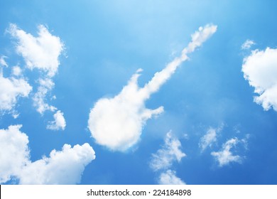 Guitar  Cloud Shape On Sky.