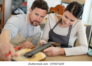 Guitar Maker And Craftsma At Work