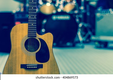 Guitar On Music Band Background, Musical Concept