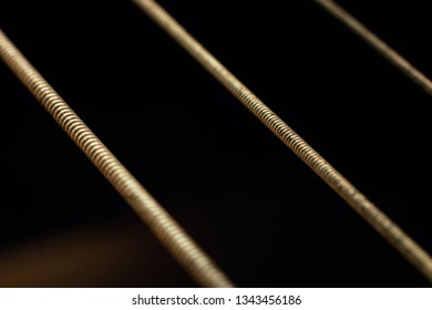 Guitar strings close up with copy space