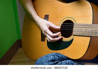 Guitar Strum By  Girl