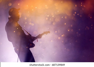 Guitarist on stage, night entertainment, music festival - Shutterstock ID 687139849