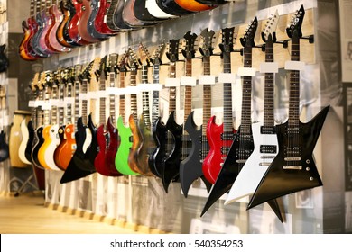 Guitars In Music Shop