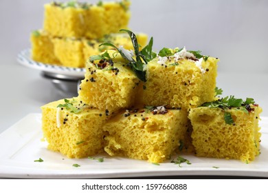 Gujarati Nylon Khaman Dhokla  Is  Steamed Gramflour Indian Snacks.