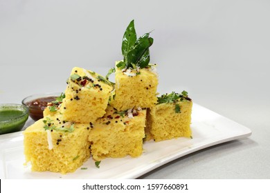 Gujarati Nylon Khaman Dhokla  Is  Steamed Gramflour Indian Snacks.