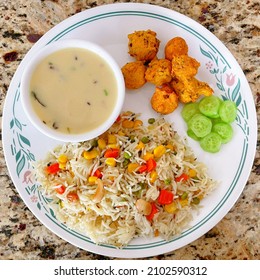 Gujrati Comfort Food - Pulao, Kadi And Methi Pakoda