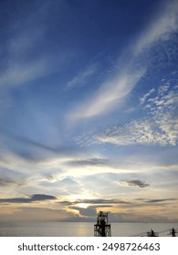 The​ sunset​ and​ the​ cloudy​ sky​ in​ the​ gulf of​thailand