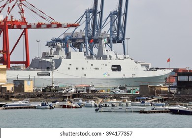 GULF OF ADEN, DJIBOUTI FEBRUARY 06, 2016: Chinese Warship In The Port Of Djibouti
