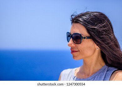 Gulf Of Aden, Indian Ocean - 2018.
Portrait Of Young Woman Looking At The Endless Sea.