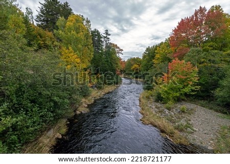 Gulf Hagas in the northen Maine Woods as the Pleasant River is surrounded by early fall foliage  [[stock_photo]] © 