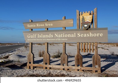 Gulf Islands National Seashore, Santa Rosa Area Entrance Sign, Pensacola, Florida