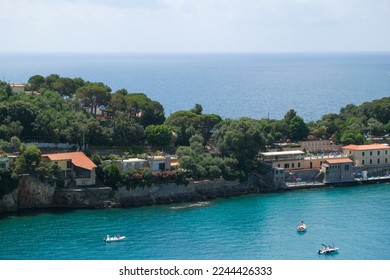 gulf of Lerici in Liguria with moored boats panoramic view in sunny day. High quality photo - Shutterstock ID 2244426333
