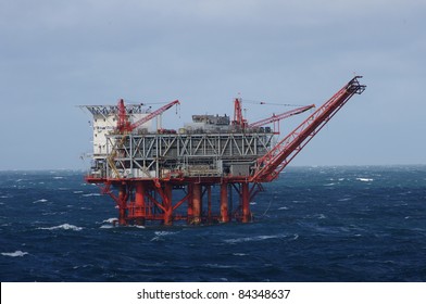 Gulf Of Mexico Oil Drilling Rig In Stormy Seas