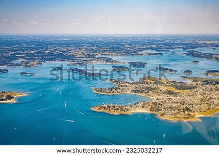 Gulf of Morbihan between quiberon and la Trinité from aerial view in french Britanny